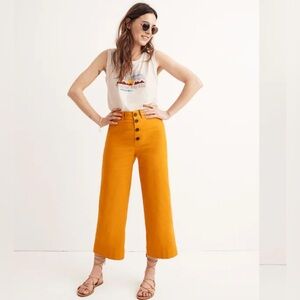 Madewell Tall Emmett Wide-Leg Crop button front Pants‎ bronzed leaf size 29